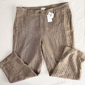 NWT J Jill Linen Cropped Dress Pants 16 Herringbone Academia Beachy Relaxed Boho
